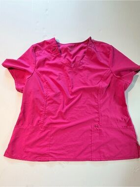 Women's V-Neck Short Sleeve Top in Hot Pink